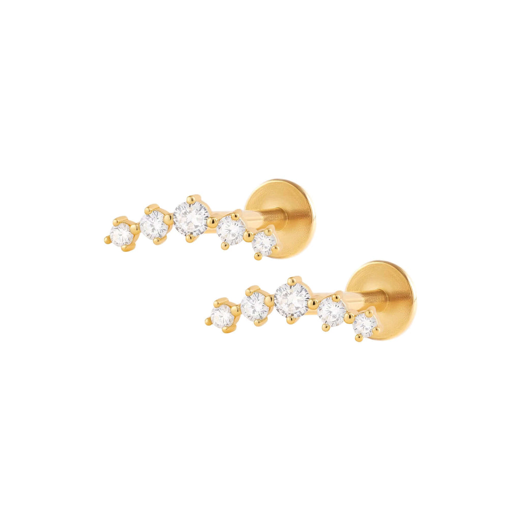 Trendolla Curved White CZ Ball Back & Flat Back Cartilage Earrings