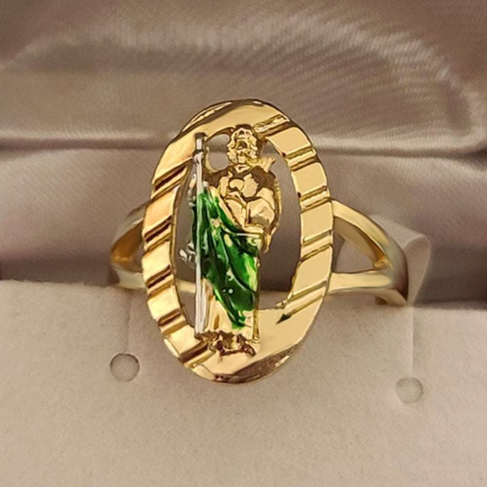 14K Gold Plated San Judas Ring for Men