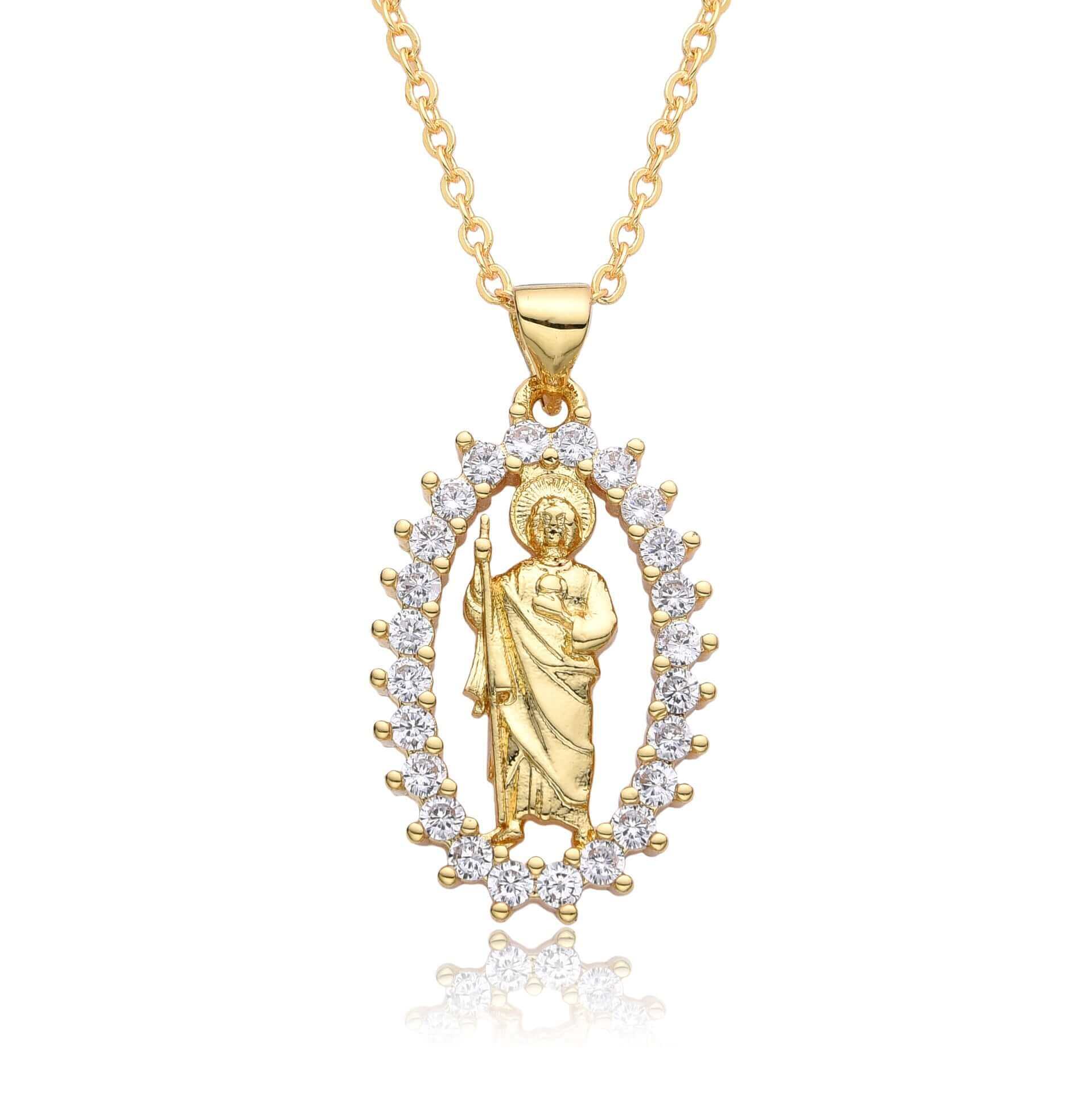 LIYAPEI 18K Gold Plated Saint Jude Necklace, 24In San Judas India | Ubuy