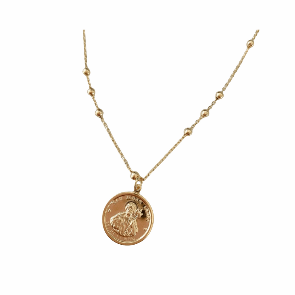 18k Gold Plated Saint Jude Medal Necklace