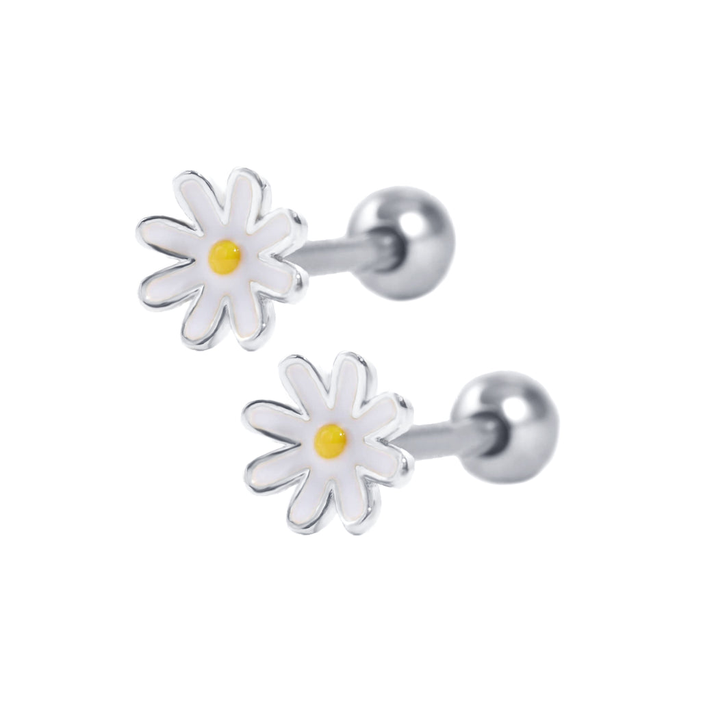 Trendolla Daisy Flower Ball Back & Flat Back Cartilage Earrings