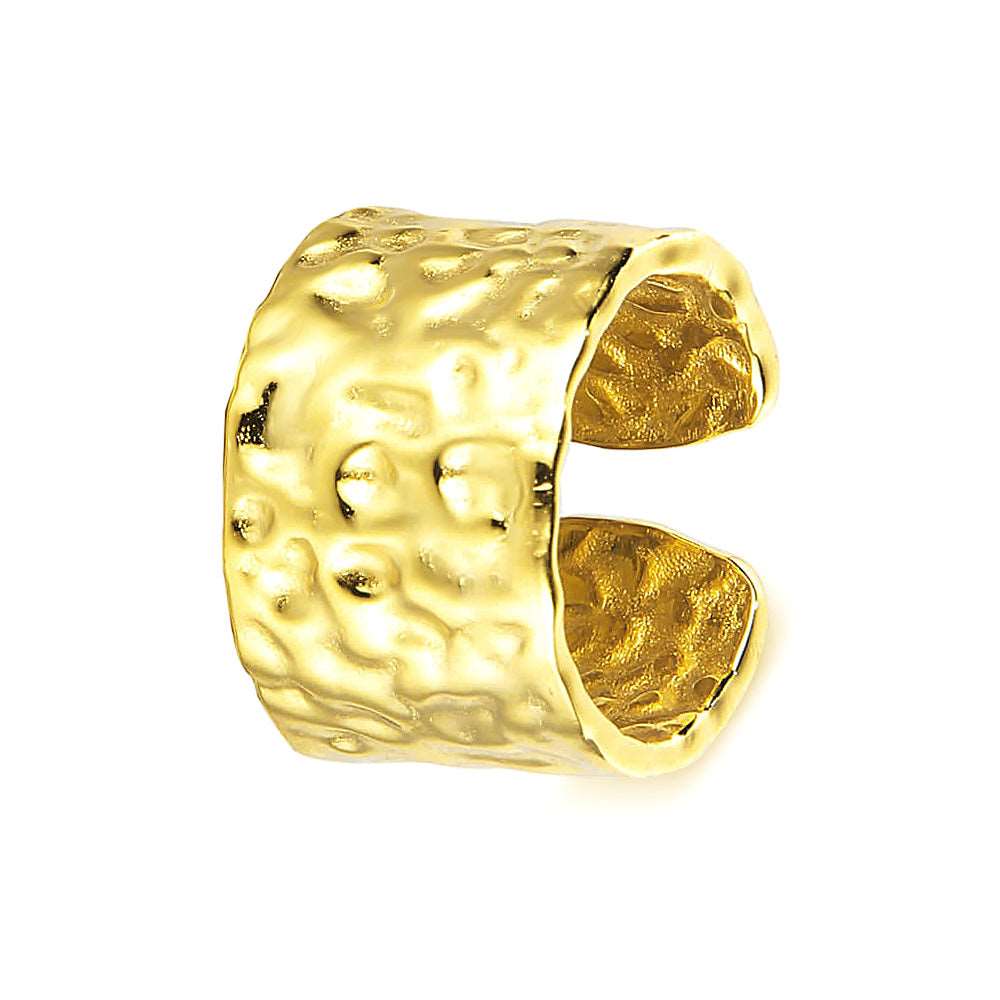 925 Silver Wide Textured Gold Cigar Band Ring