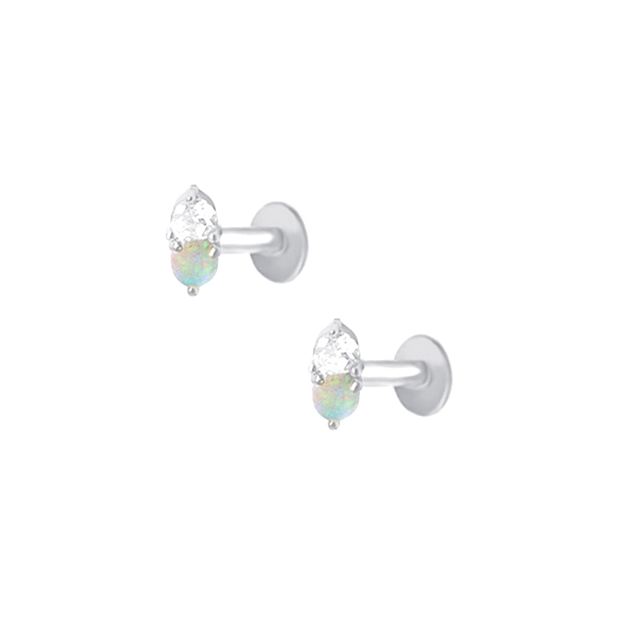 Trendolla Diamond & Opal Flat Back Cartilage Earrings