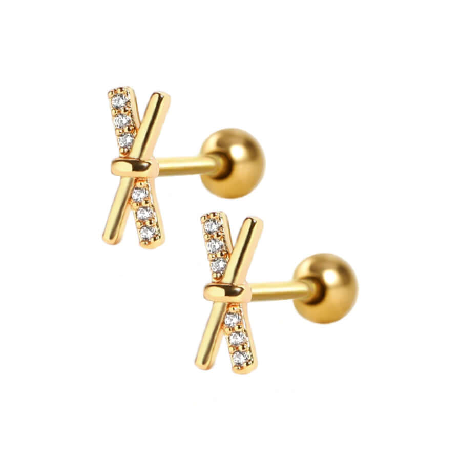 Haven Gold Crystal Heart Single Stud Earring in White Crystal