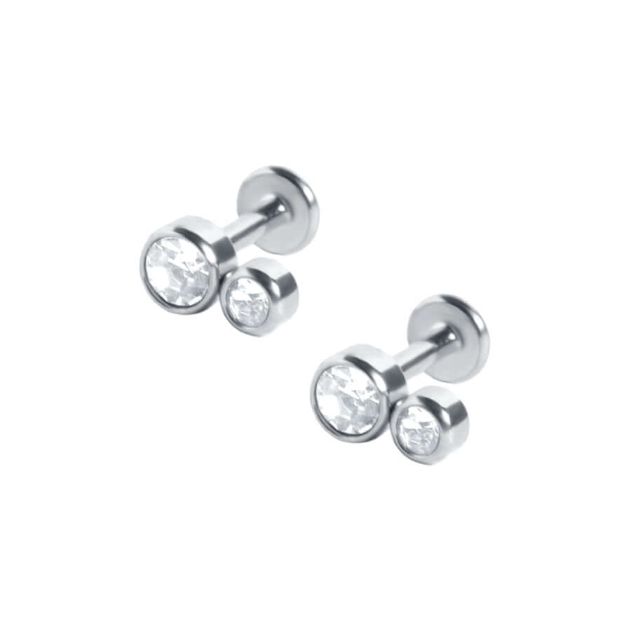 Duo Labret Piercing Barbell Flat Back Earrings Sleeper Earrings