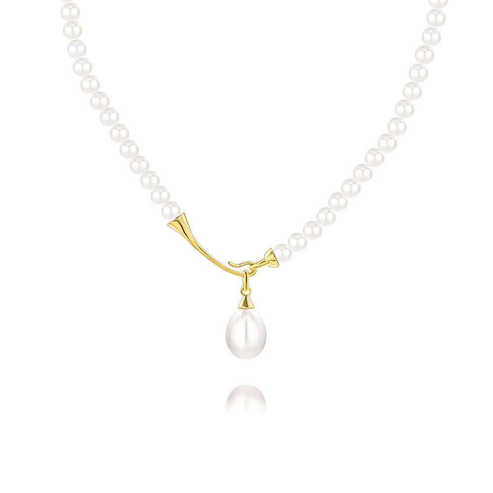 Hook and Eye Clasp Real Pearl and Gold Necklace Add a Pearl Necklace