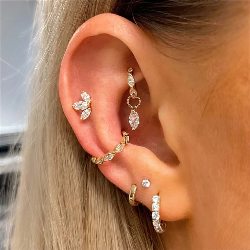 Love Flat Back 4 Claw CZ Diamond Stud Earrings