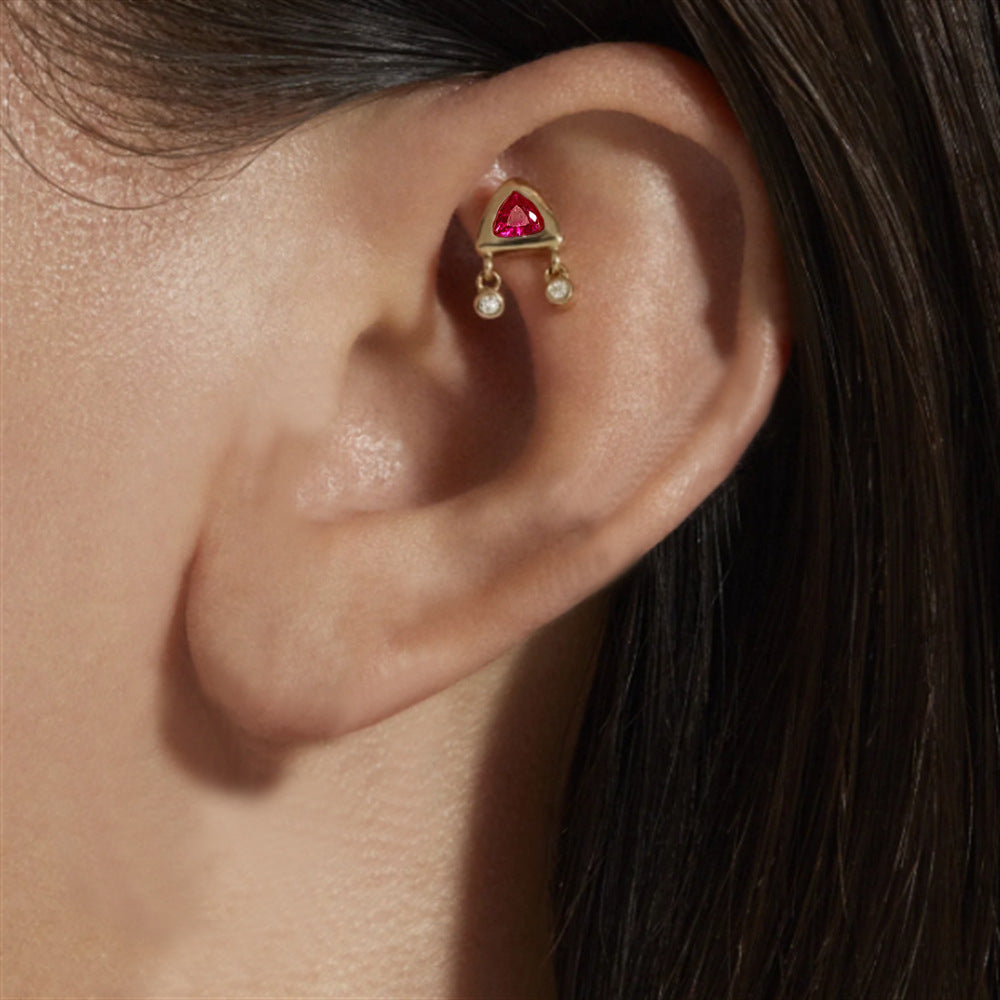 Simulated Rose CZ Diamond Flat Back Stud Earrings