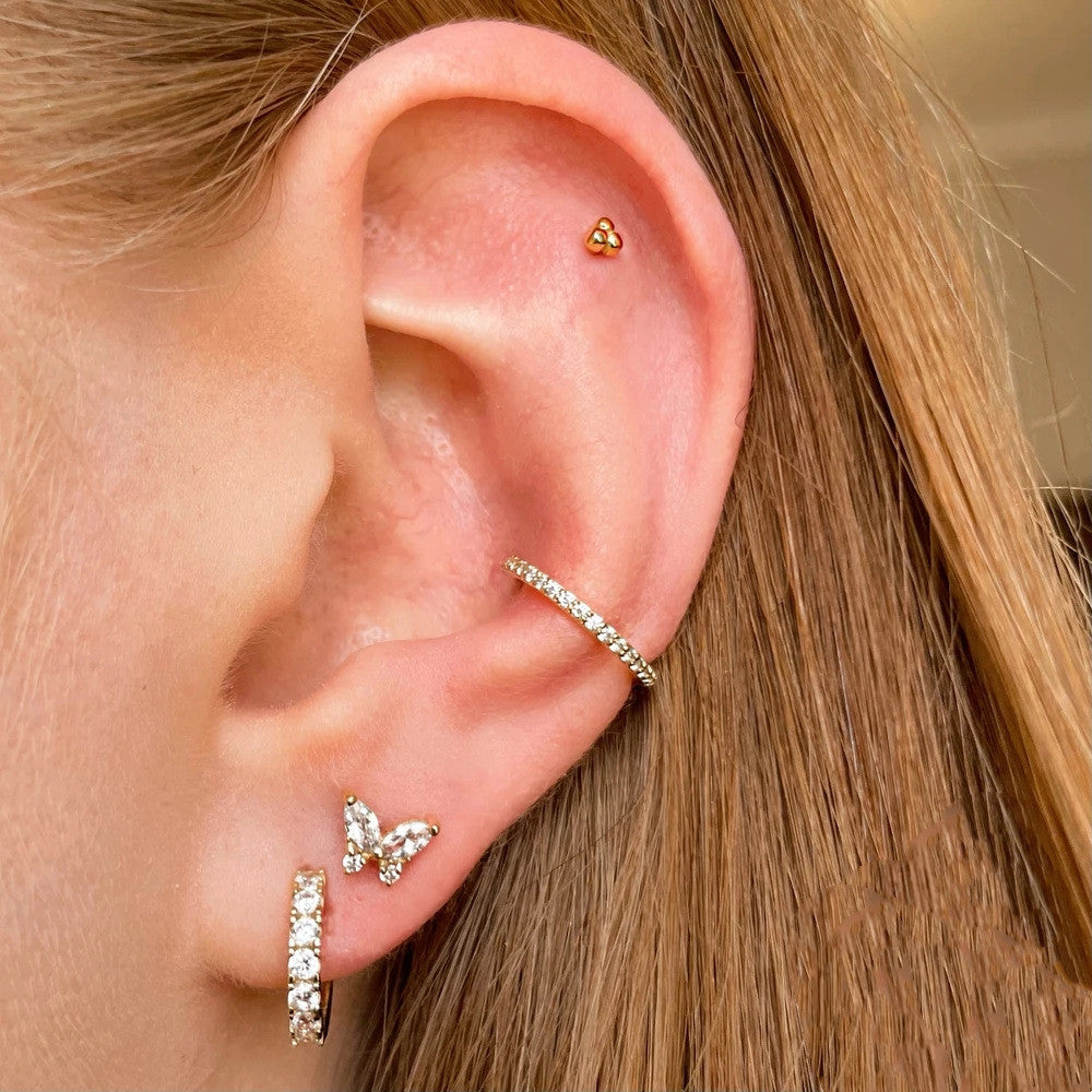 Trendolla Butterfly Diamond Flat Back Studs Earrings