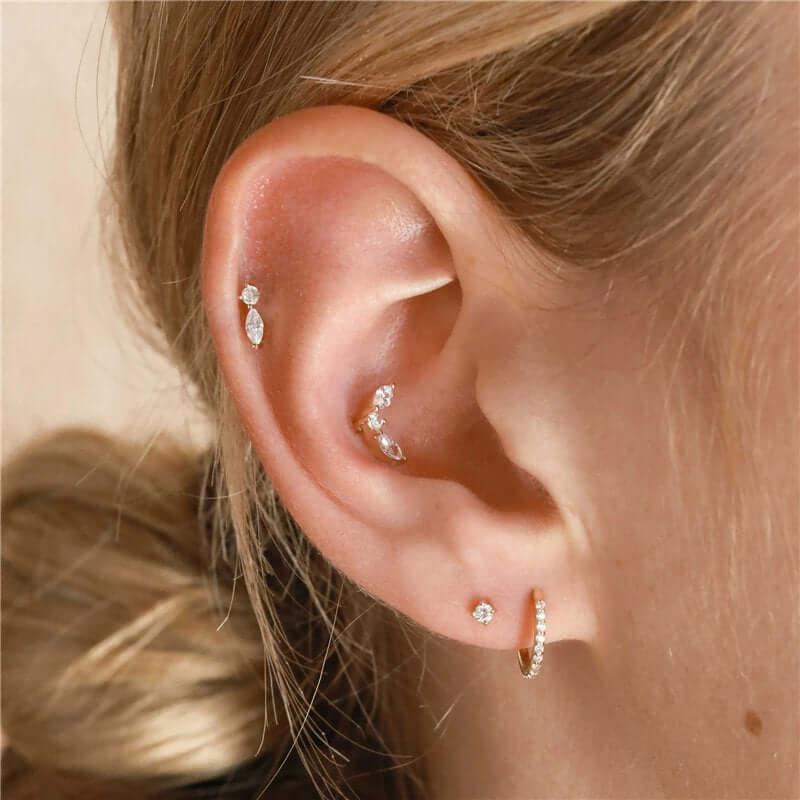 Cubic Zirconia Diamond Silver Flat Back Earring