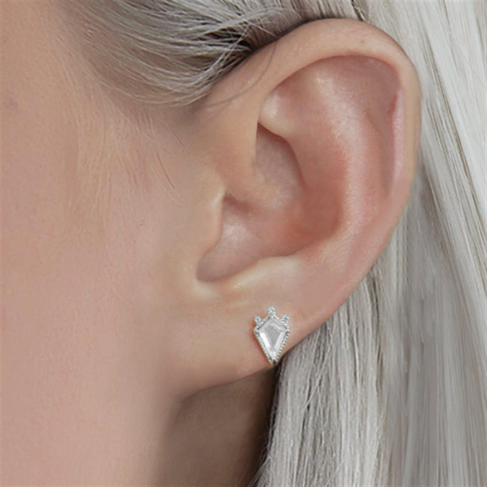 Kite Cut Crystal CZ Diamond Flat Back Earrings