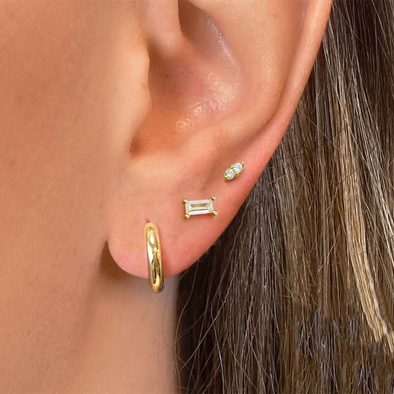 Silver Diamond Flat Back Lightening Studs Earrings