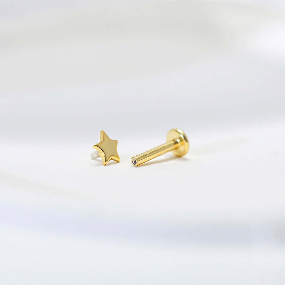 Silver Star Studs Earrings with Flat Backs