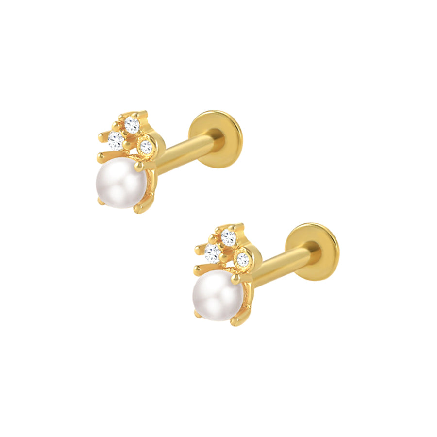 Trendolla Crown Studded Pearl Flat Back Earrings