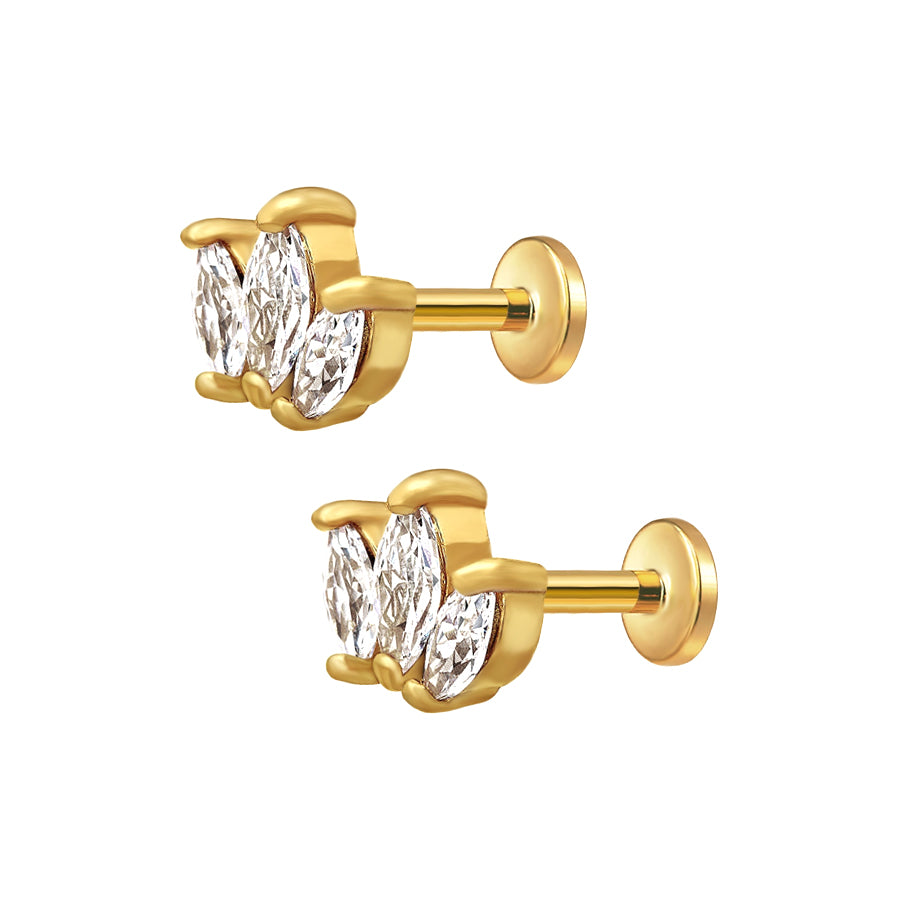 Trendolla Marquise Trio Threaded Flat Back Cartilage Earrings