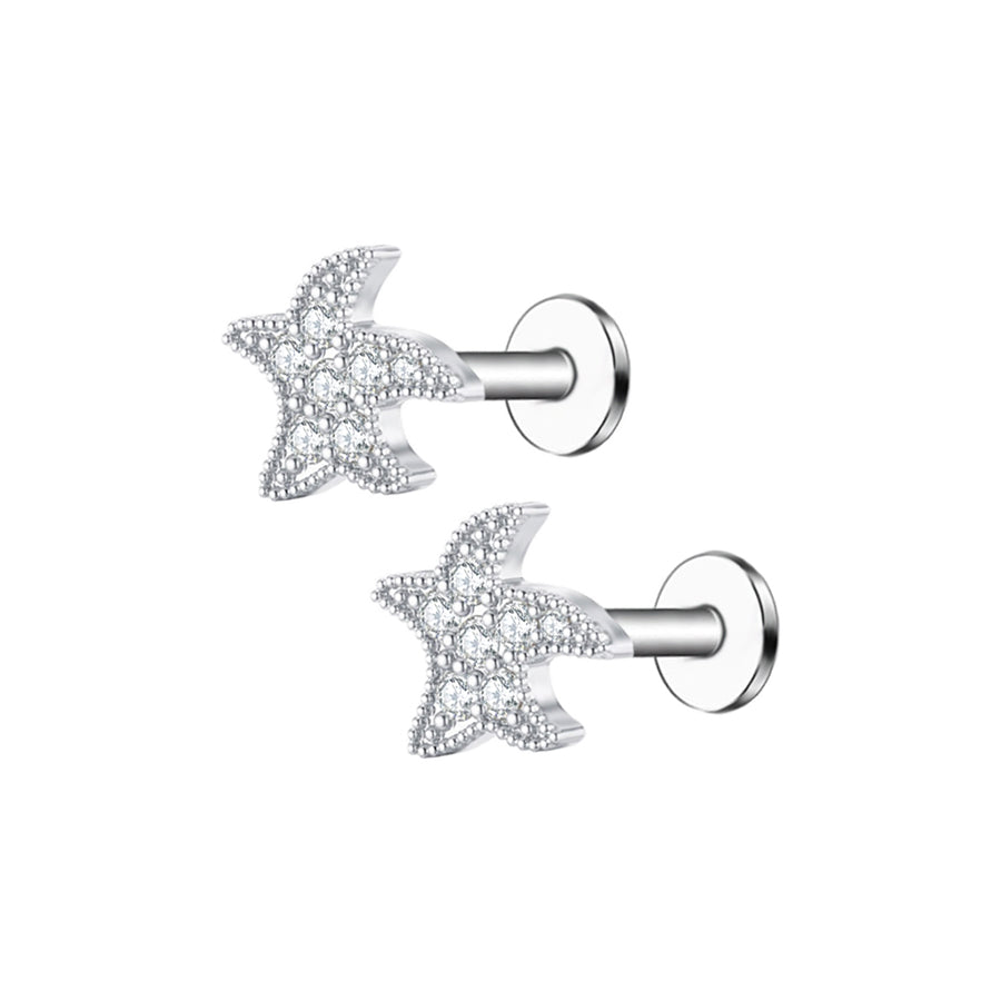 Trendolla Starfish Flat Back Diamond Flat Back Earrings