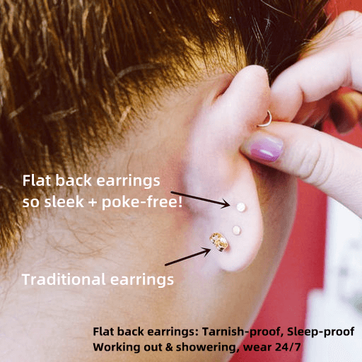 Love Flat Back 4 Claw CZ Diamond Stud Earrings
