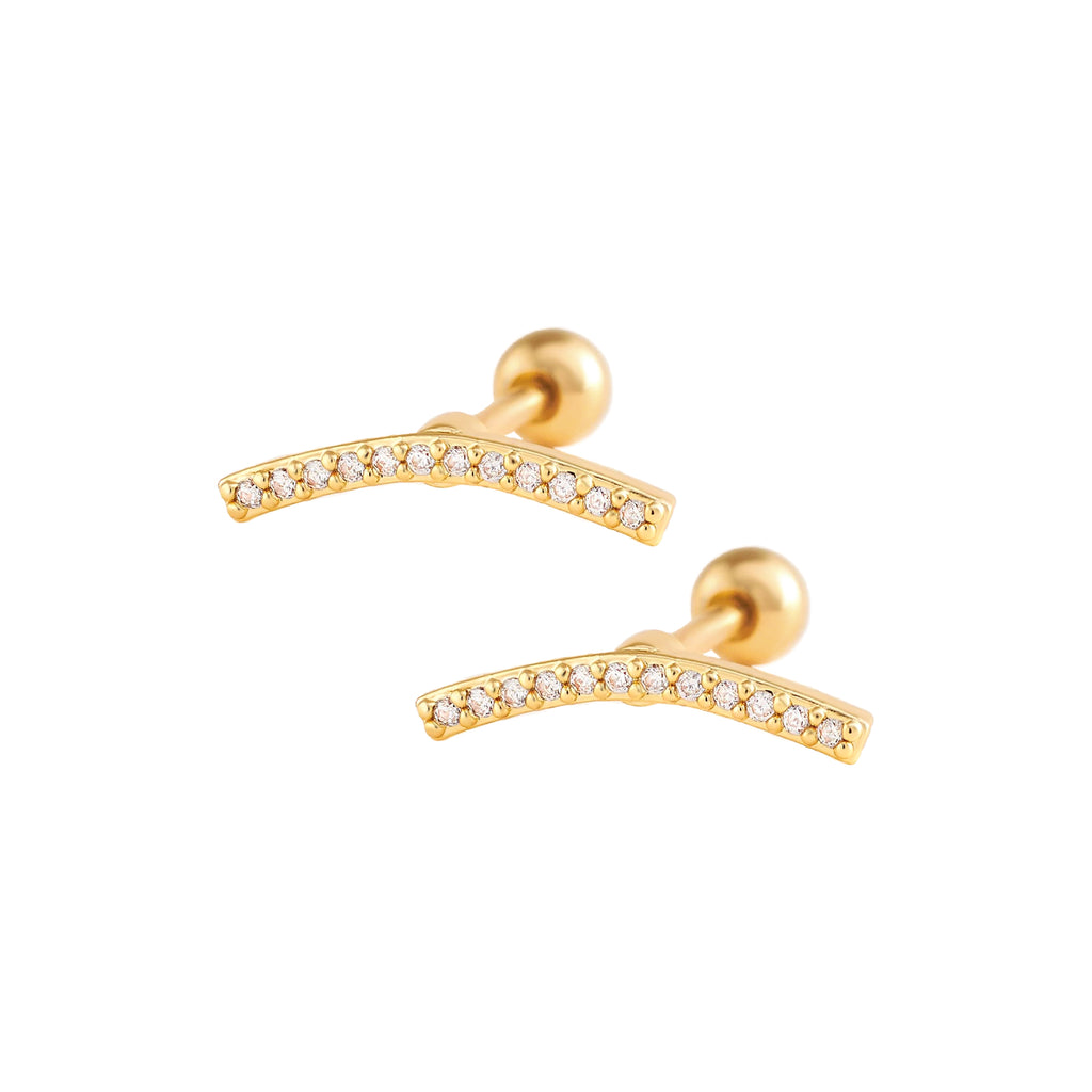 Trendolla Pave CZ Curved Ball Back & Flat Back Cartilage Earrings