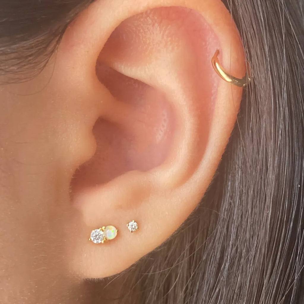 Trendolla Diamond & Opal Flat Back Cartilage Earrings