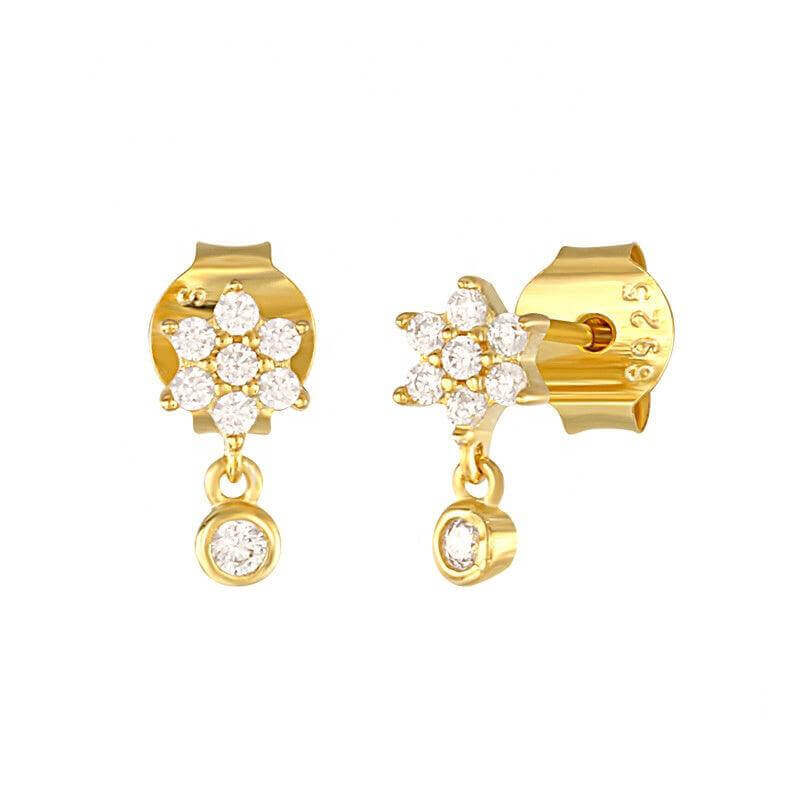 14k Gold Plated Sterling Silver Flower Baby Children Screw Back Earrings - Trendolla Jewelry