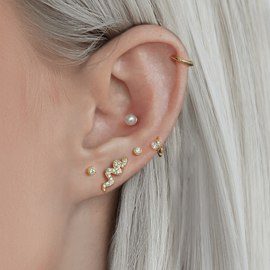 Trendolla Crystal Snake Ball Back & Flat Back Cartilage Earrings