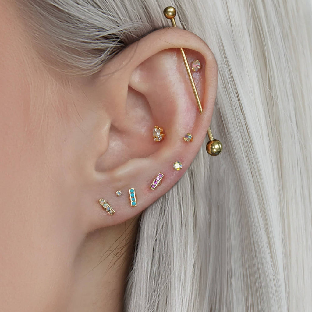 Trendolla Crystal Stud Ball Back & Flat Back Cartilage Earrings