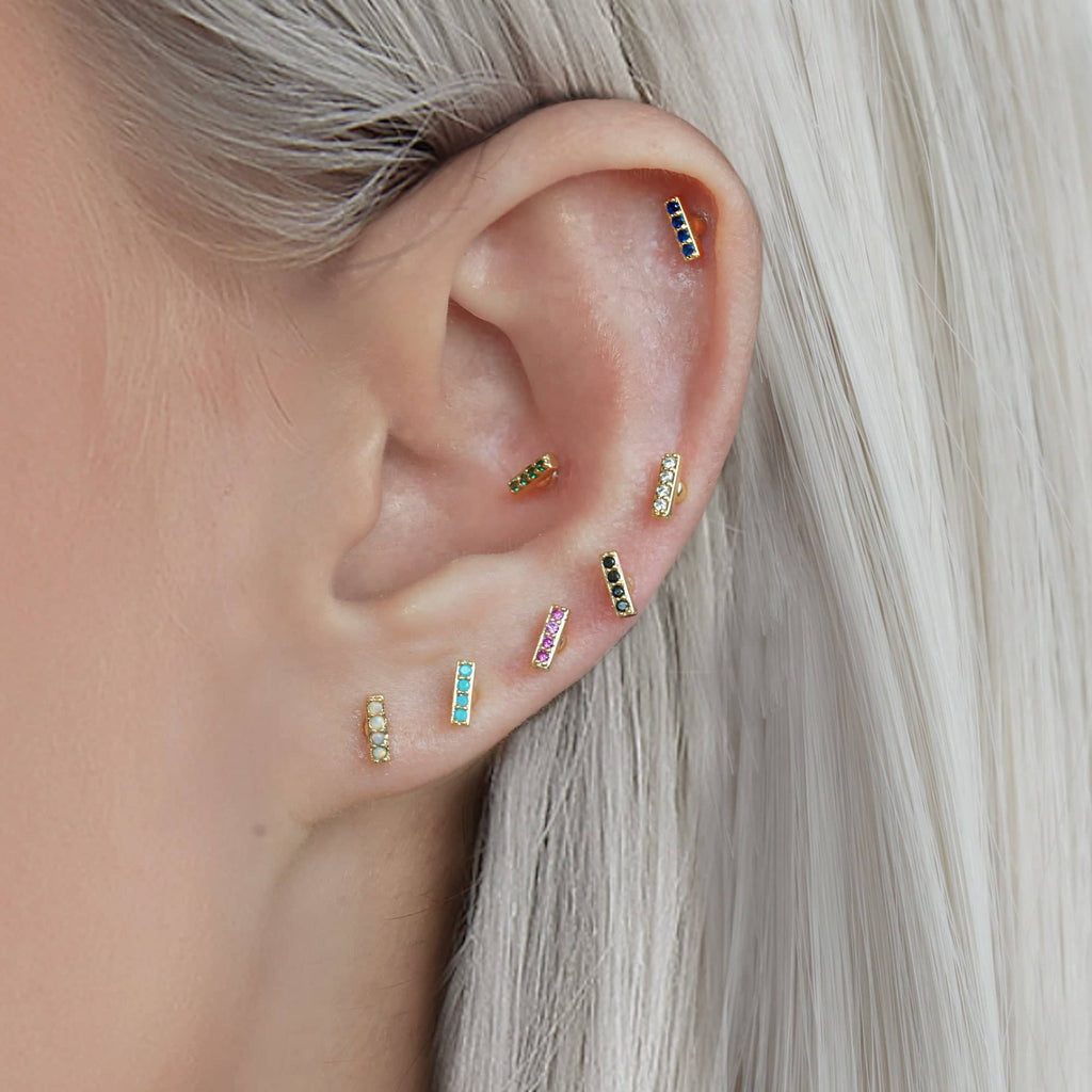 Trendolla White Opal Ball Back & Flat Back Earrings