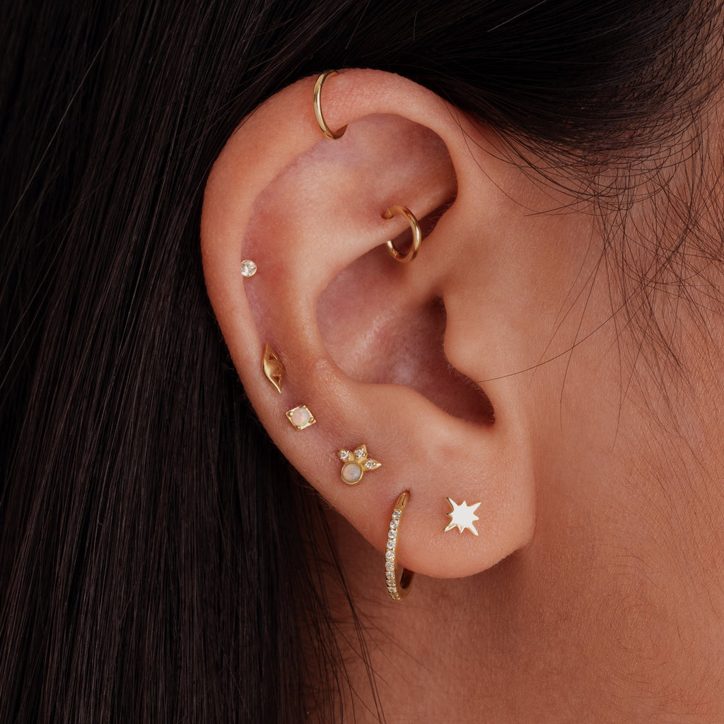 Trendolla Mini Opal Squared Threaded Flat Back Cartilage Earrings