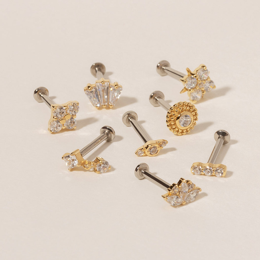 Trendolla Vintage Jewel Threaded Flat Back Cartilage Earrings