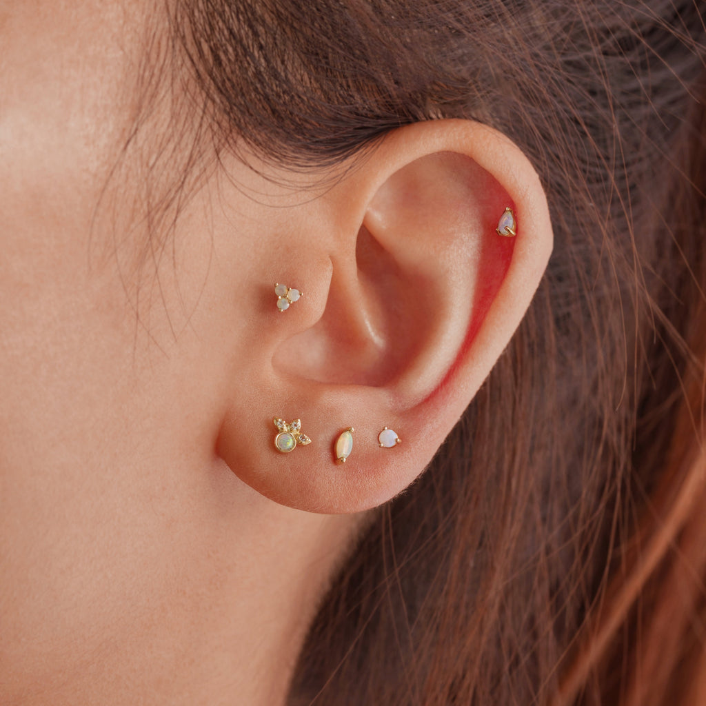 Trendolla Mini Opal Threaded Flat Back Cartilage Earrings