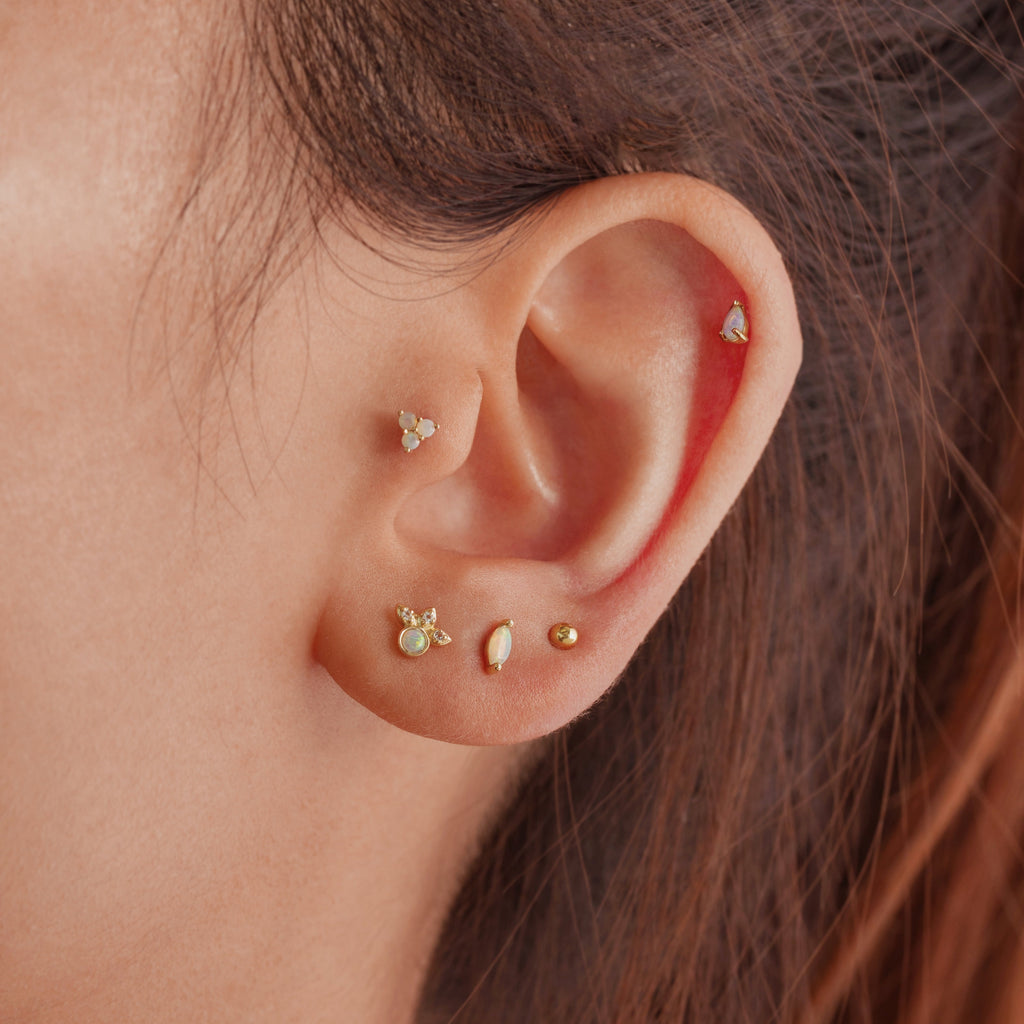Trendolla Mini Opal Trio Flat Back Cartilage Earrings