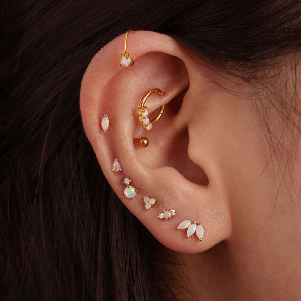 Opal Teardrop Threaded Earring For Women Flat Back Cartilage Earrings