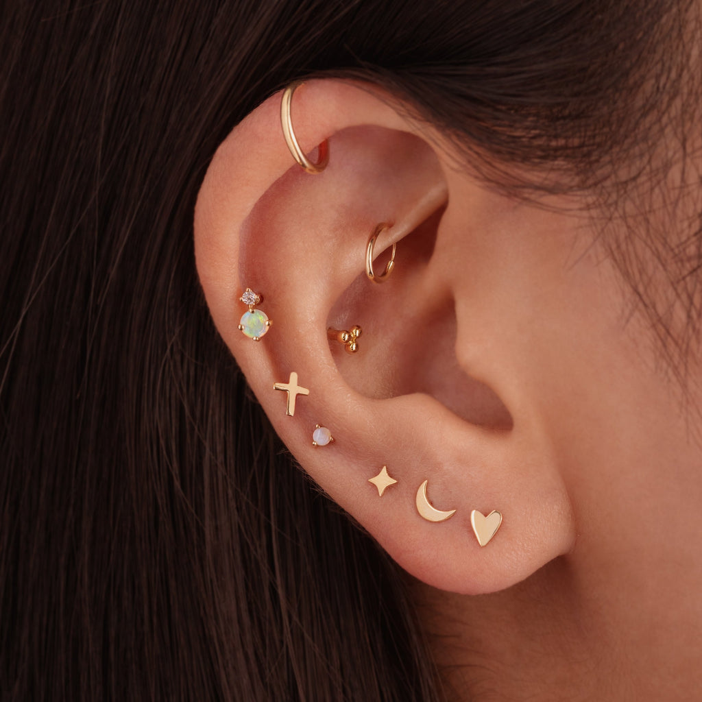 Trendolla Opal Diamond Threaded Flat Back Cartilage Earrings