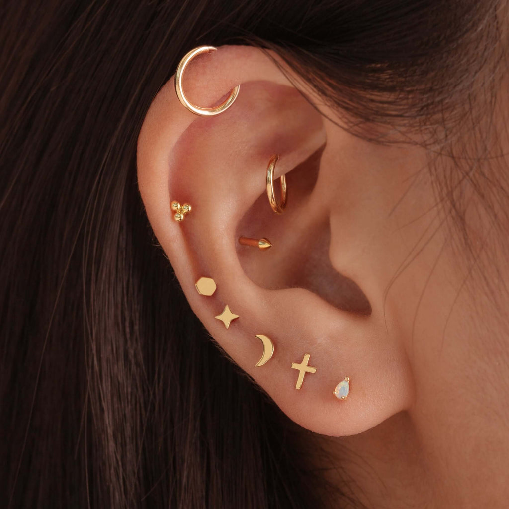 Opal Teardrop Threaded Earring For Women Flat Back Cartilage Earrings