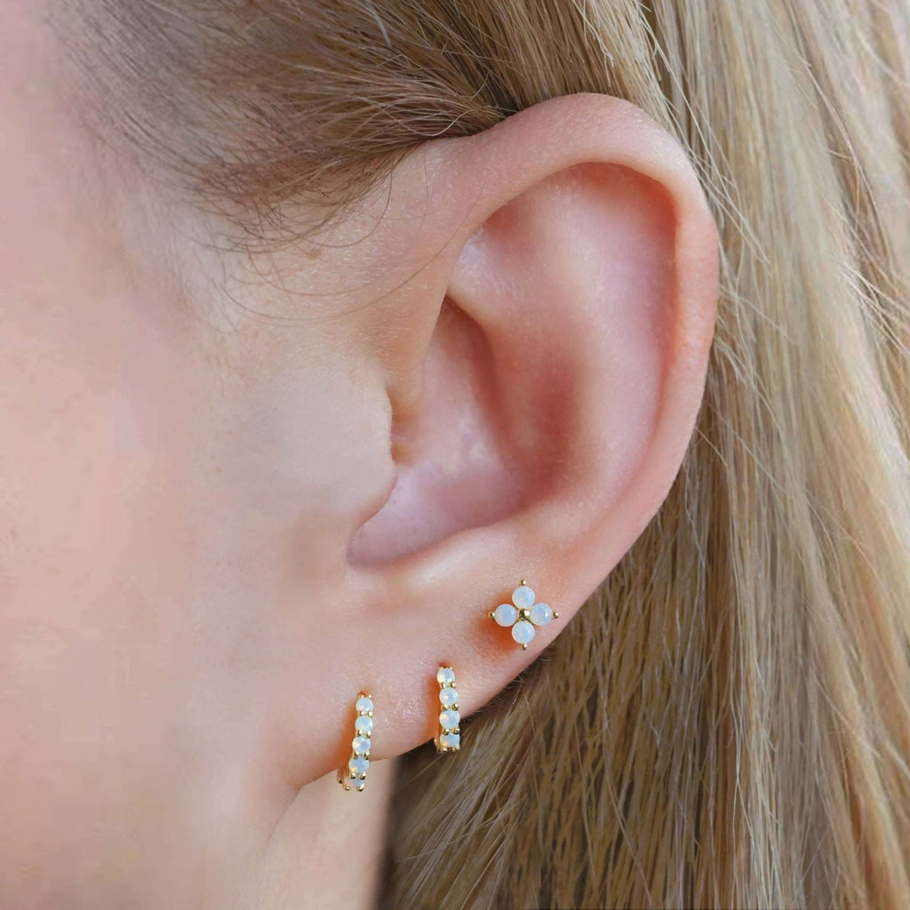 Moonstone Piercing Studs Ball Back & Flat Back Cartilage Earrings