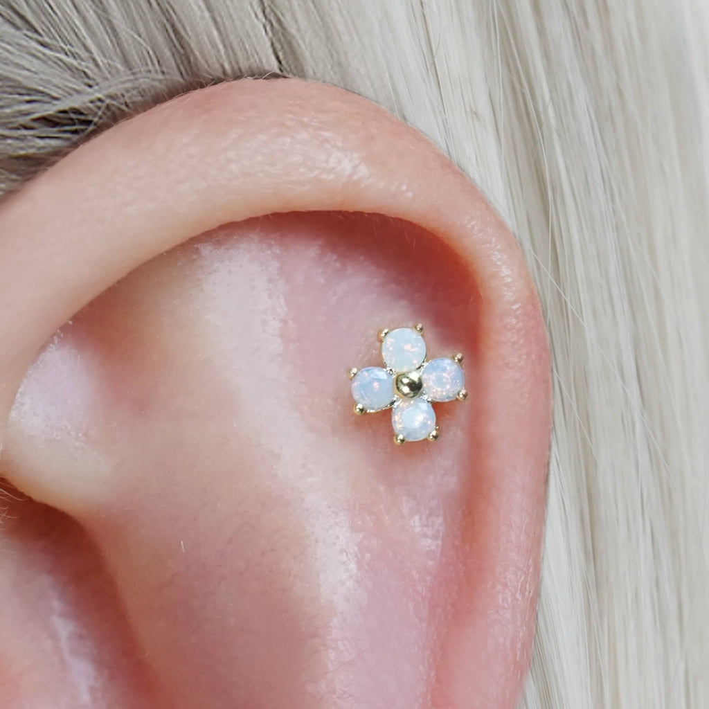 Trendolla Lavender Moonstone Ball Back & Flat Back Cartilage Earrings