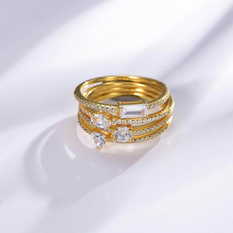 4Pcs White Stone Stackable Wedding Band Ring Sets - Trendolla Jewelry