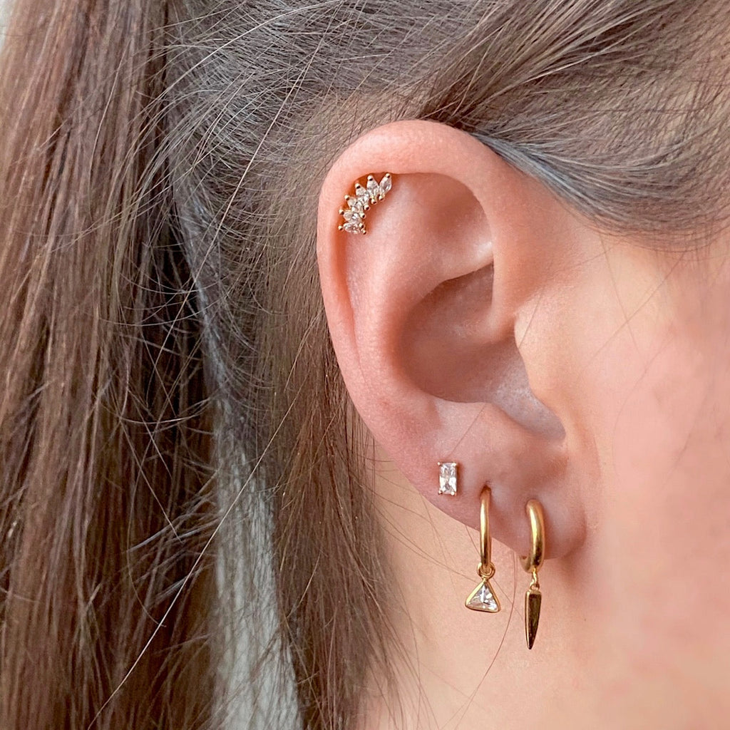 Trandolla Marquise Jewel Flat Back Cartilage Earrings