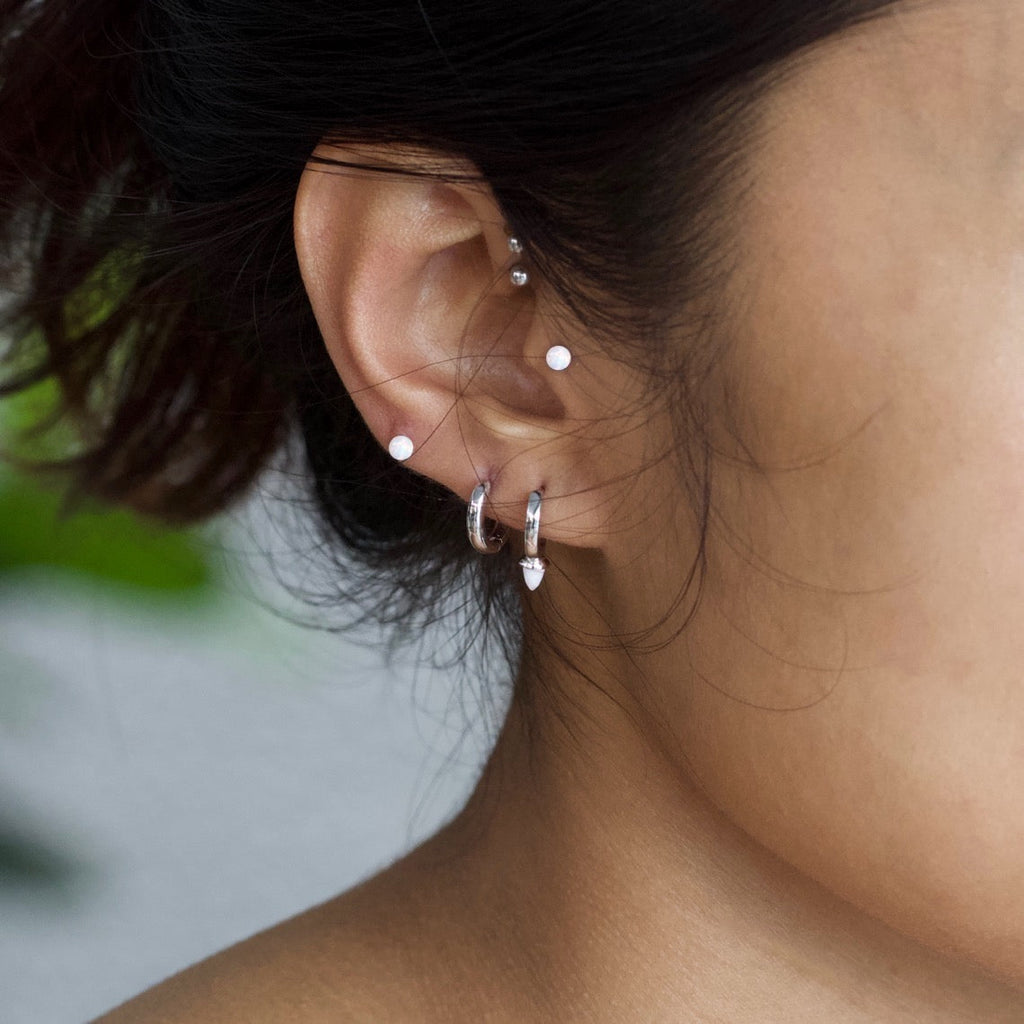 Trendolla Fire Opal Ball Flat Back Cartilage Earrings