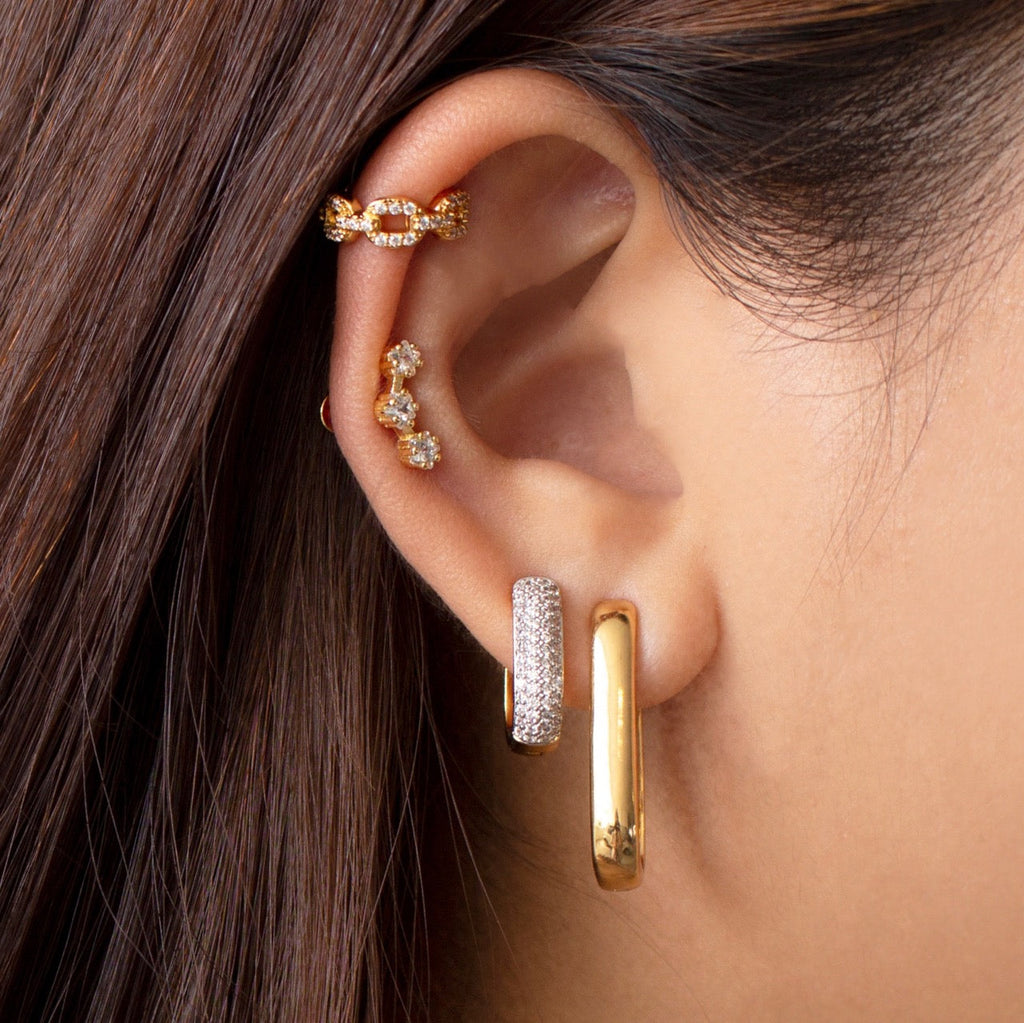 Trendolla Glitter Tri Star Flat Back Cartilage Earrings