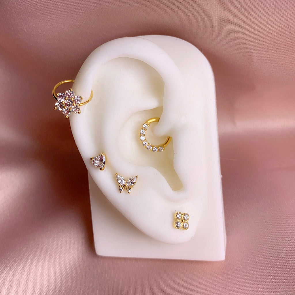 Sparkly Butterfly Internal Threaded Jewel Micro Flat Back Earrings