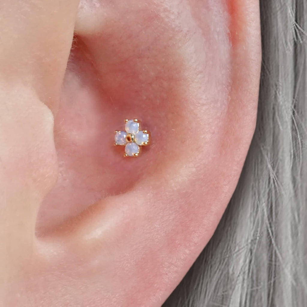 Trendolla Lavender Moonstone Ball Back & Flat Back Cartilage Earrings