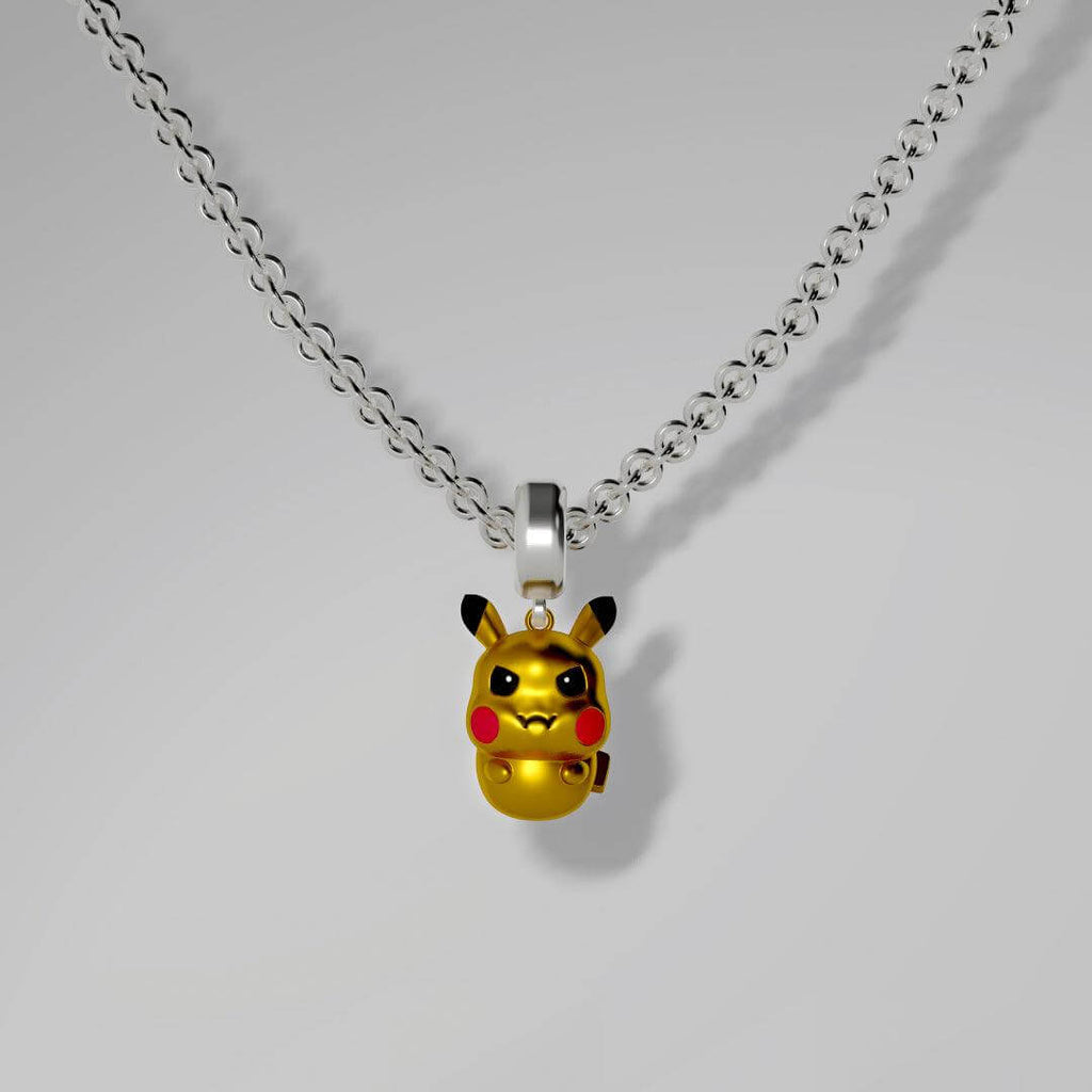 Angry Pikachu Pokemon Pandora Fit Charm Necklace, 925 Sterling Silver - Trendolla Jewelry