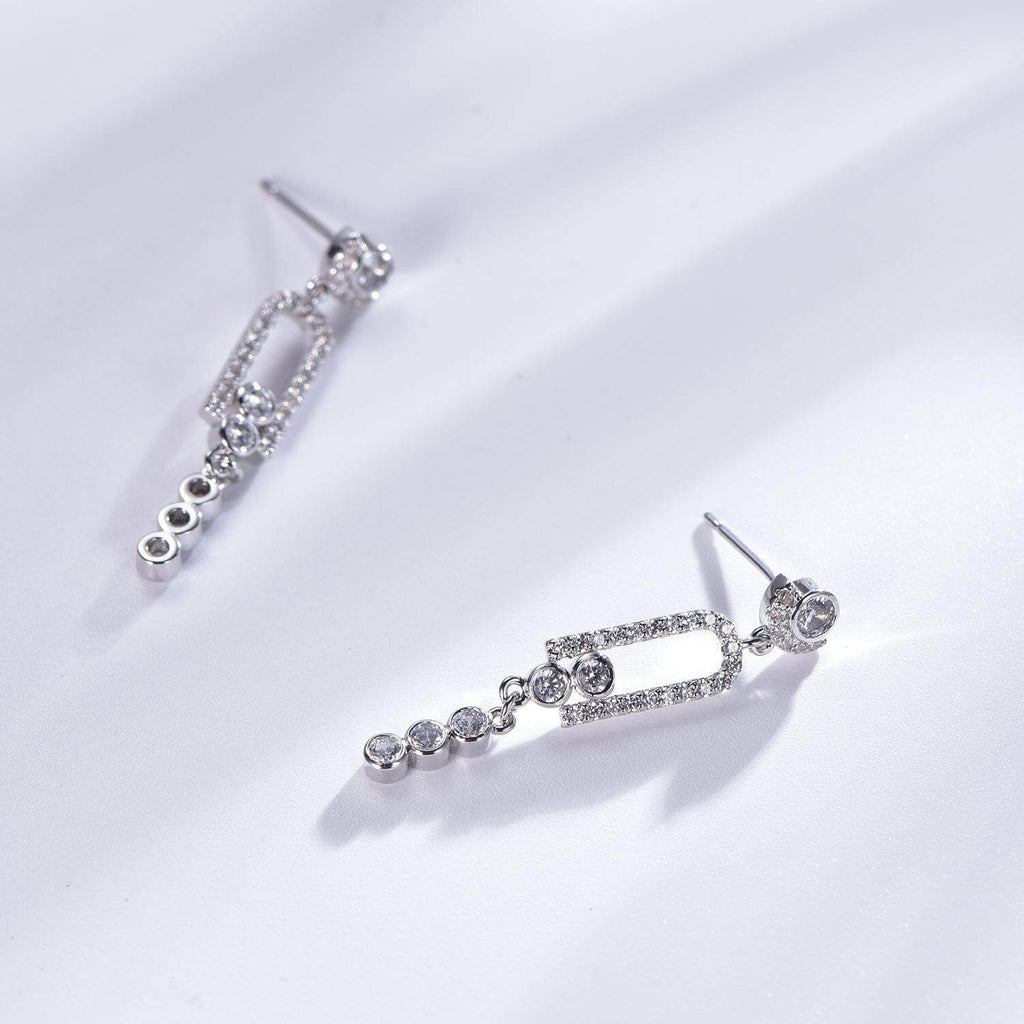 Ball Chain Hoop Earrings with Charm Cubic Zirconia - Trendolla Jewelry
