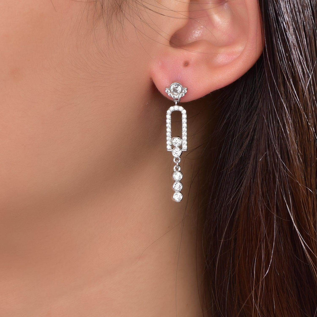 Ball Chain Hoop Earrings with Charm Cubic Zirconia - Trendolla Jewelry