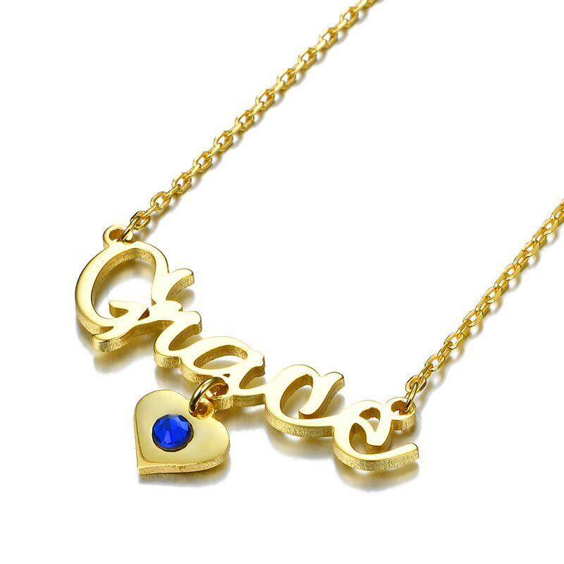 Be Together Personalized Name Letter Necklace With Birthstone - Trendolla Jewelry