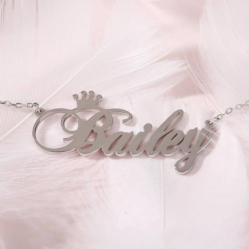 "Be Your Own King" Personalized Sterling Silver Name Necklace - Trendolla Jewelry