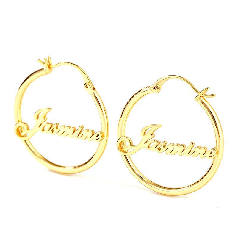 "Best Wishes" Personalized Name Hoop Earrings - Trendolla Jewelry