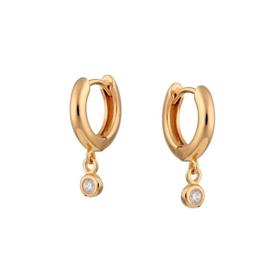 Bezel Drop Huggie Earrings - Trendolla Jewelry