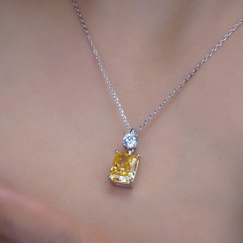 Natural Gemstone Necklace Purple Red Citrine 925 Sterling Silver Diamond Pendant Necklace - Trendolla Jewelry